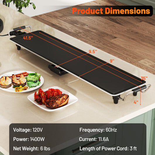Costway 35 Inch Extra Large Electric Griddle with Adjustable Temperature Thermostats and Drip Tray