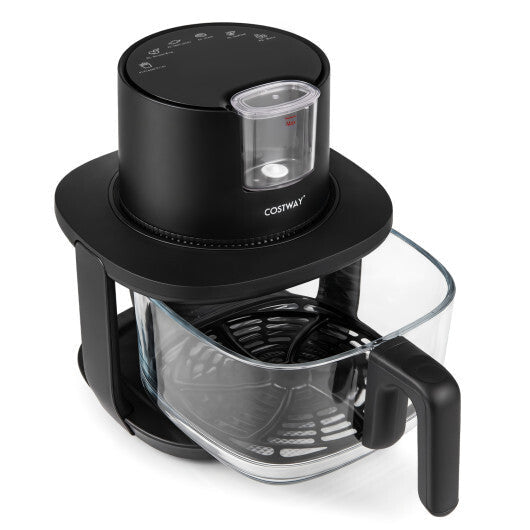 Costway 4.7 QT Glass Air Fryer with Steam Frying Mode-Black
