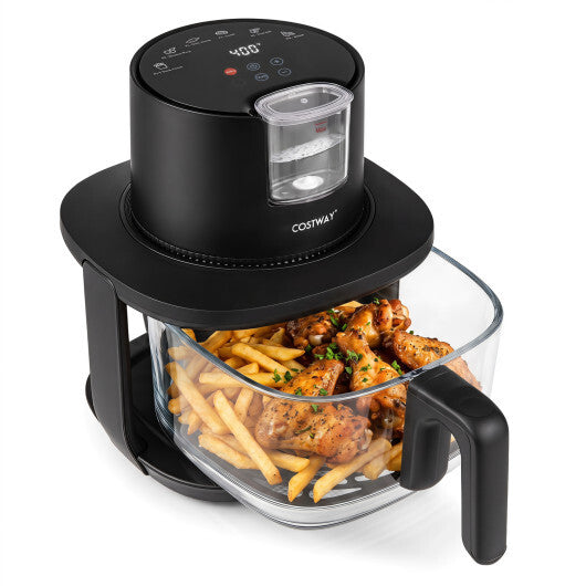 Costway 4.7 QT Glass Air Fryer with Steam Frying Mode-Black