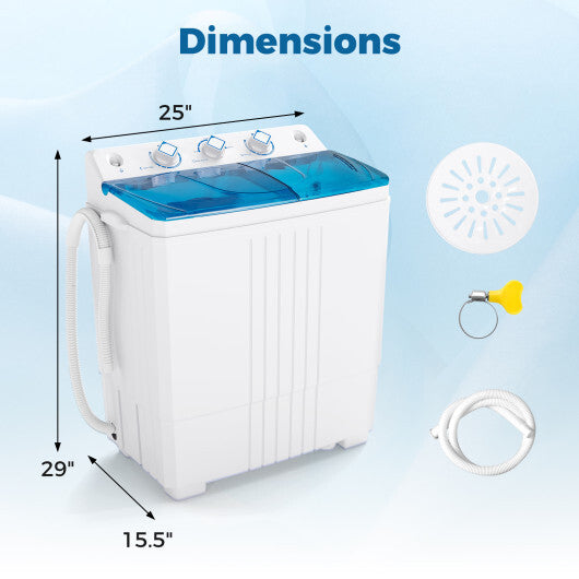 Portable Washing Machine with Built-in Drain Pump Blue