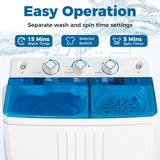 Portable Washing Machine with Built-in Drain Pump Blue