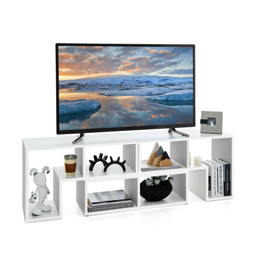 Costway 3 Pieces Adjustable TV Stand for TVs up to 65 Inch with Shelves White