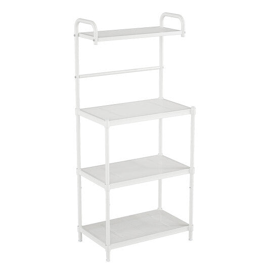 Costway 4-Tier Baker's Rack Microwave Oven Rack Shelves Kitchen Storage Organizer Iron White