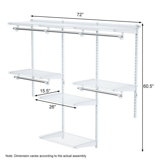 Costway Adjustable Wall Mounted Closet Rack System with Shelf