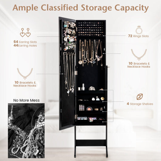 Costway Jewelry Mirrored Cabinet Armoire Organizer Storage Box w/ Stand Christmas Gift