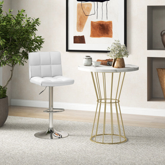 Adjustable Swivel Bar Stool with PU Leather White