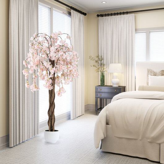 5.5 FT Tall Artificial Cherry Blossom Tree with White Flowers 1 Pack