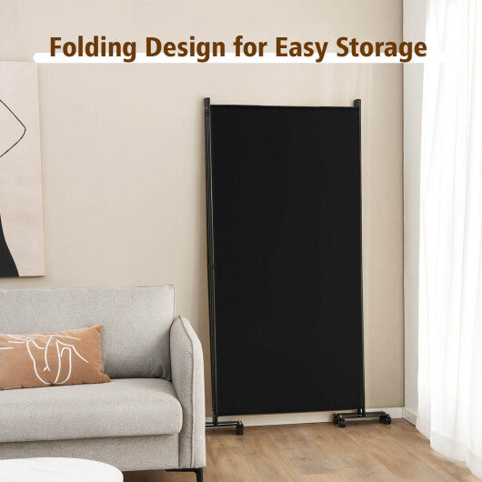3-Panel Folding Room Divider 6Ft Rolling Privacy Screen with Lockable Wheels Black