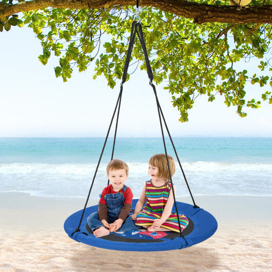 40" Flying Saucer Tree Swing Indoor Outdoor Play Set Swing for Kids Blue Rocket