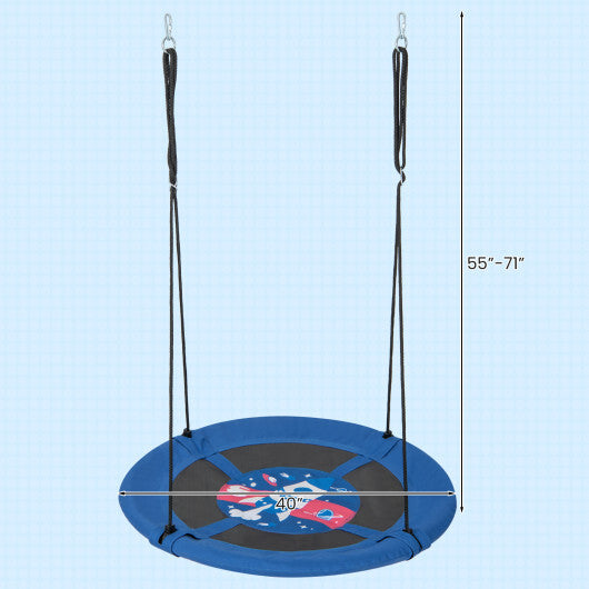 40" Flying Saucer Tree Swing Indoor Outdoor Play Set Swing for Kids Blue Rocket