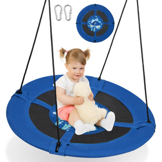 40" Flying Saucer Tree Swing Indoor Outdoor Play Set Swing for Kids Blue Whale