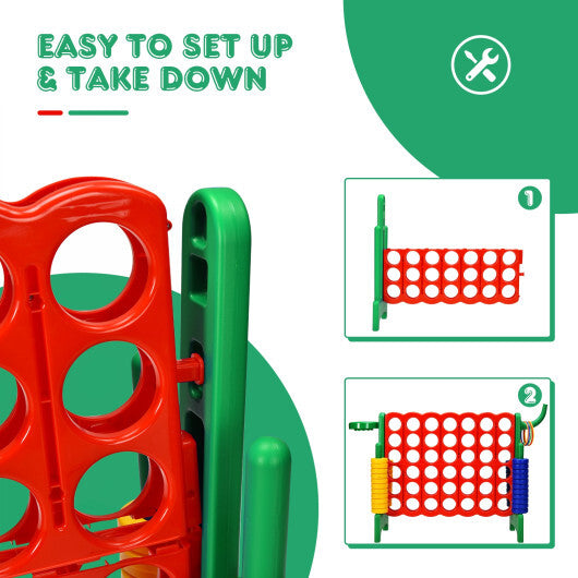 4-in-A Row Giant Game Set w/Basketball Hoop for Family Red