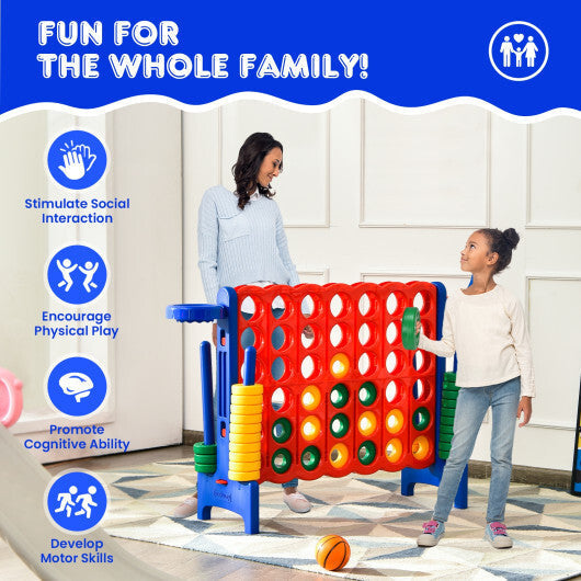 4-in-A Row Giant Game Set w/Basketball Hoop for Family Red