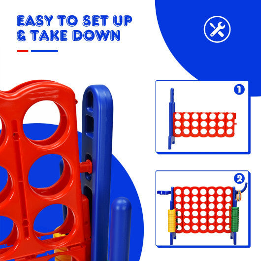 4-in-A Row Giant Game Set w/Basketball Hoop for Family Red