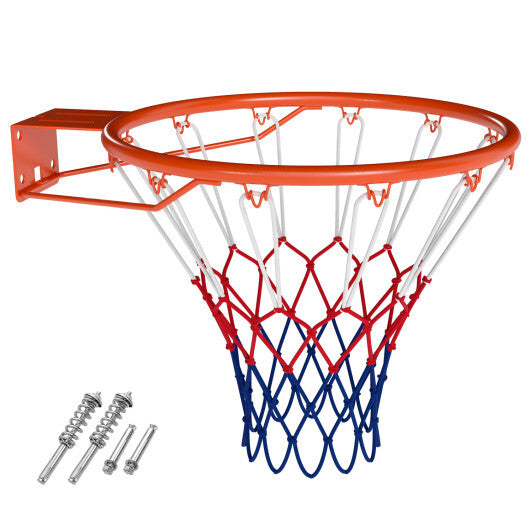 Costway 18" Basketball Rim Heavy Duty Wall Mounted Basketball Rim Goal Replacement-Orange
