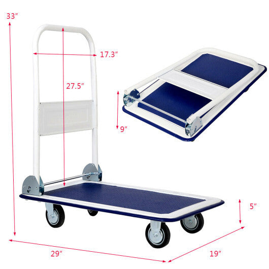 330lbs Platform Cart Dolly Foldable Push Hand Iron