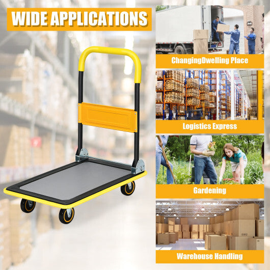 330lbs Folding Platform Cart Dolly Push Hand Truck Moving Warehouse Foldable