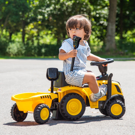 Kids Ride on Tractor Licensed Caterpillar with Detachable Trailer No Power Yellow