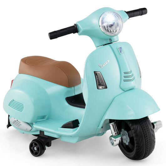 Kids Ride on Motorcycle Licensed Vespa with LED Headlight and Horn Sound - Green