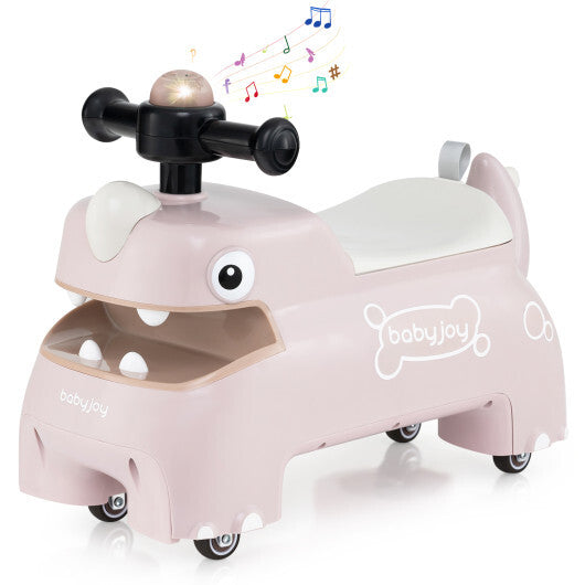 Costway Toddler Ride on Toy Walking Sliding Car with Lights and Music-Pink
