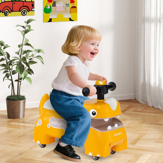 Costway Toddler Ride on Toy Walking Sliding Car with Lights and Music-Yellow