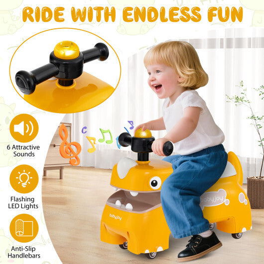 Costway Toddler Ride on Toy Walking Sliding Car with Lights and Music-Yellow
