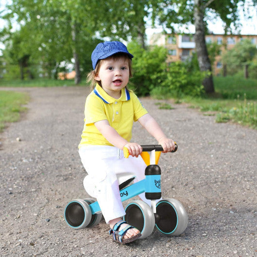 Costway 4 Wheels No-Pedal Baby Balance Bike Blue