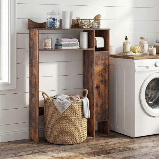Costway Over the Toilet Storage Cabinet with Toilet Paper Holder-Rustic Brown