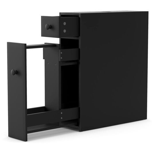 Costway Black Bathroom Cabinet Space Saver Storage Organizer-Black