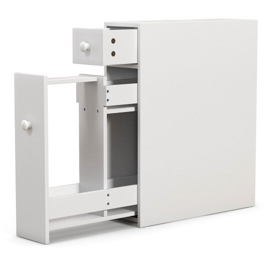 Costway White Bathroom Cabinet Space Saver Storage Organizer-White