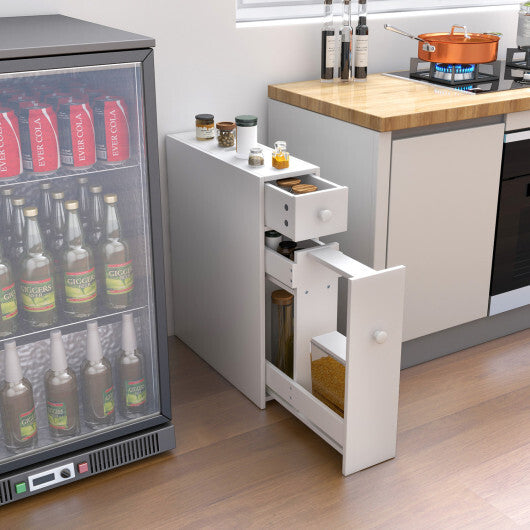 Costway White Bathroom Cabinet Space Saver Storage Organizer-White