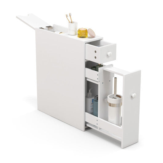Costway White Bathroom Cabinet Space Saver Storage Organizer-White