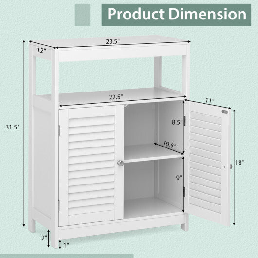 Costway Freestanding Bathroom Floor Cabinet with Double Shutter Doors-White