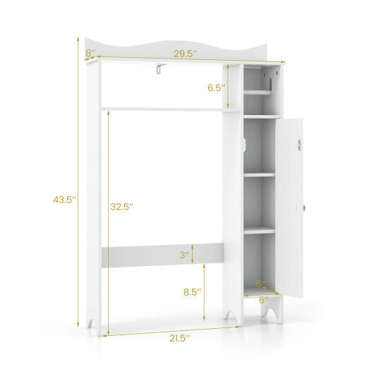 Wood Over the Toilet Bathroom Space Saver with Paper Holder and Shelf-White