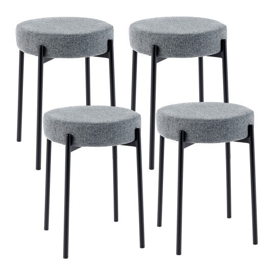 Costway Bar Stools Set of 4 Upholstered Kitchen Stools with Foot Pads-Light Gray
