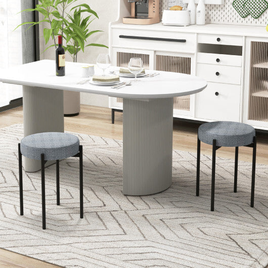 Costway Bar Stools Set of 4 Upholstered Kitchen Stools with Foot Pads-Light Gray