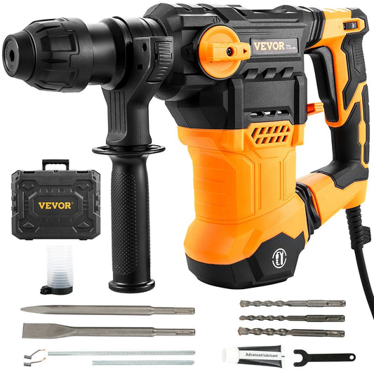 1-1/4 Inch SDS-Plus Rotary Hammer Drill, 13 Amp Corded Drills, Heavy Duty Chipping Hammers with Vibration Control & Safety Clutch, Electric Demolition Hammers Variable Speed, Power Tool For Conc