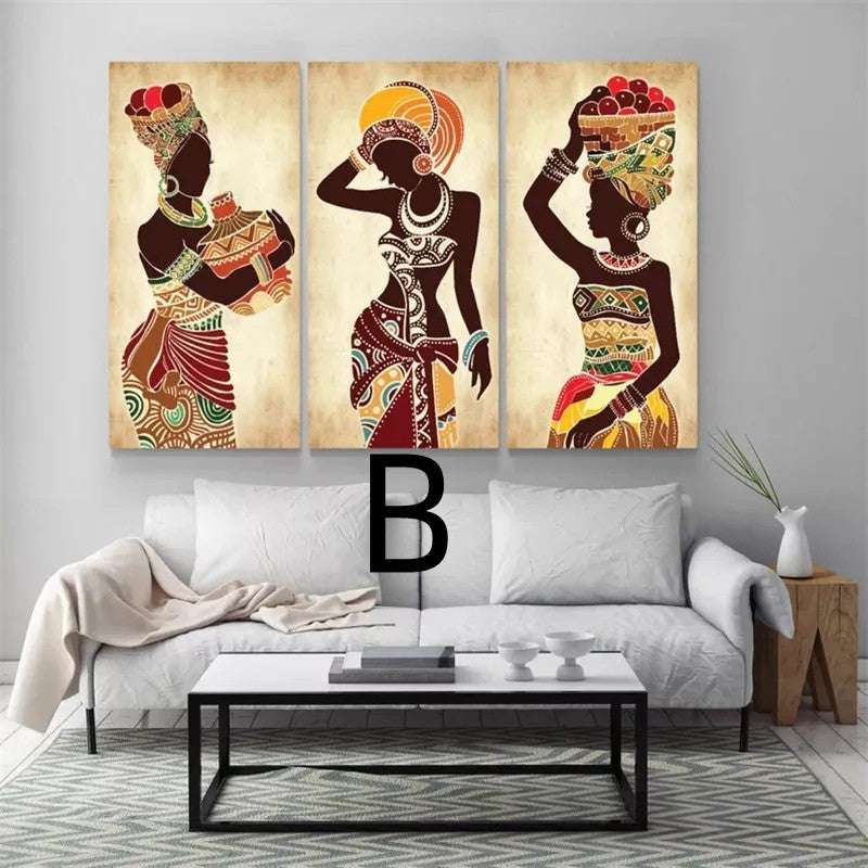 African Black Woman Canvas Painting Ethnic Art Poster