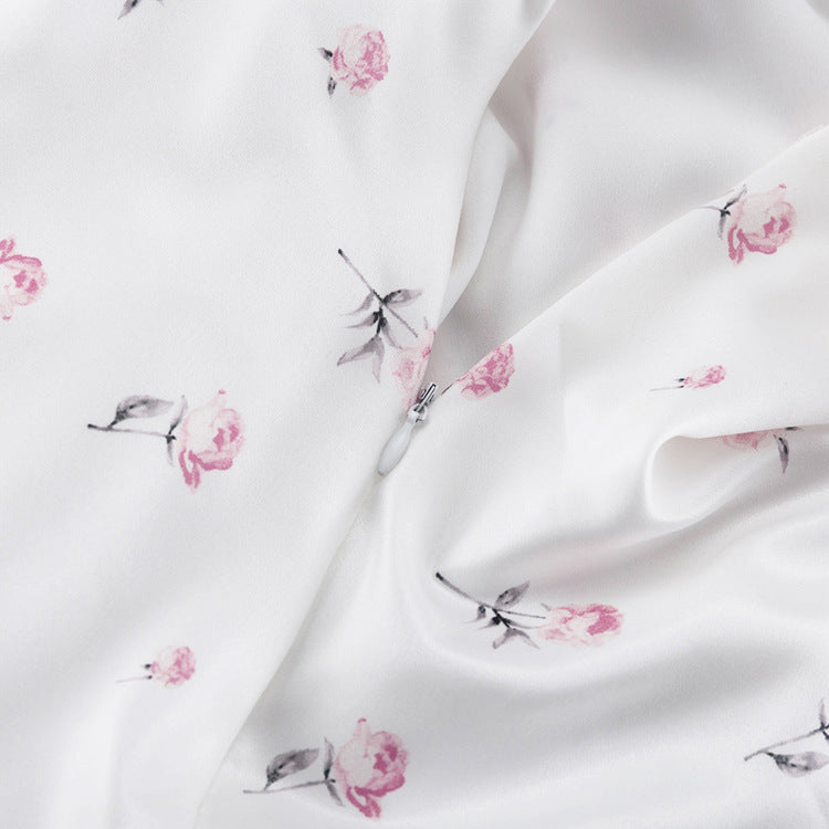 Floral V-neck Short-sleeved High-waisted Bodycon Dress