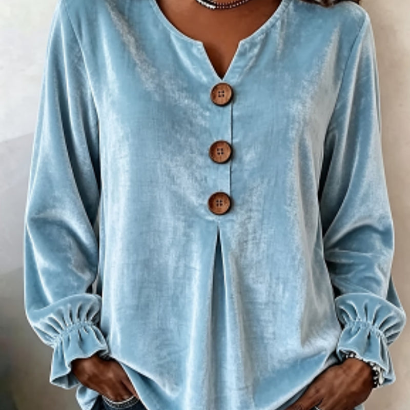 Summer women's V-neck button-up blouse
