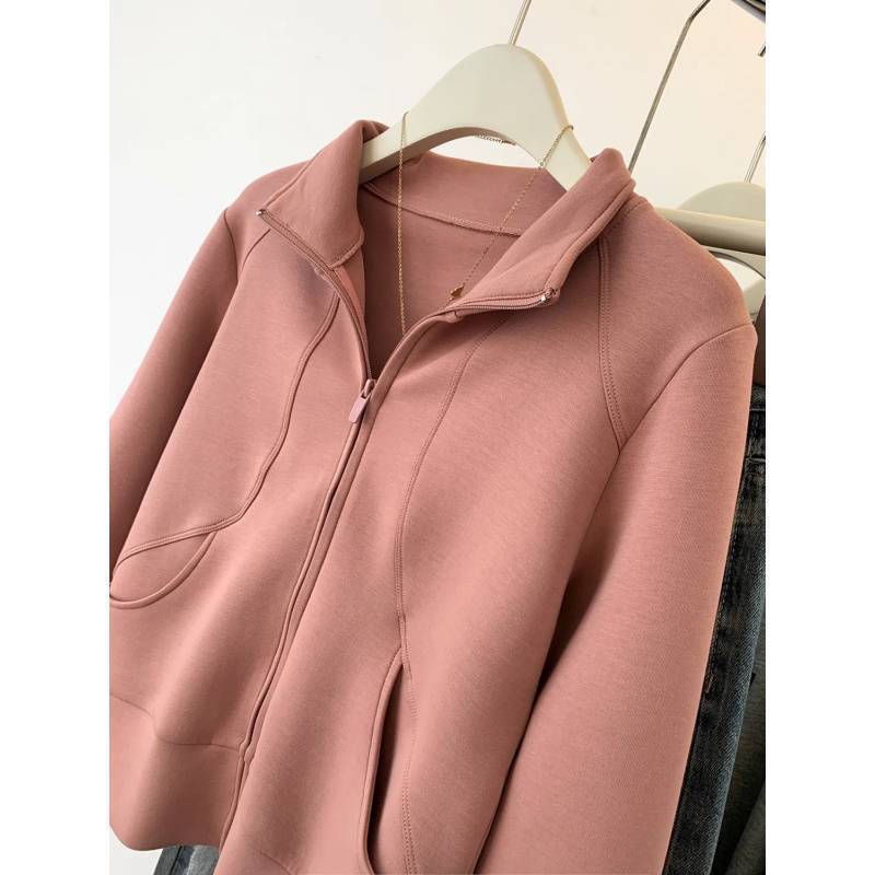 Plus Size Stand Collar Zipper Cardigan Sweater Coat