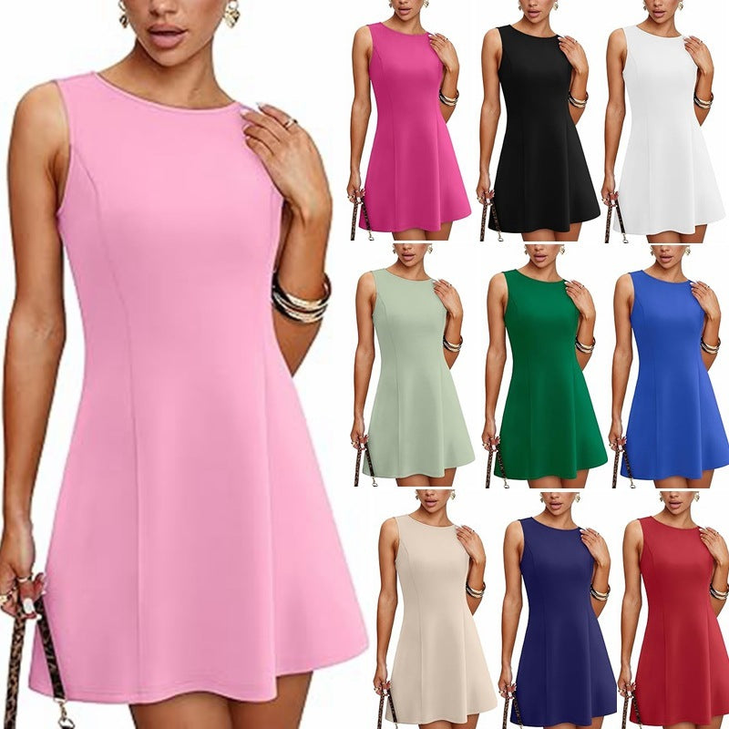 Sleeveless Crew Neck Club Party Mini Dress