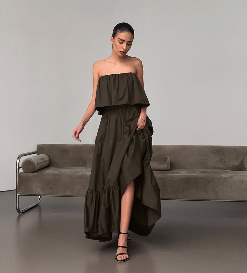 Fashionable Ruffled Strapless Dress