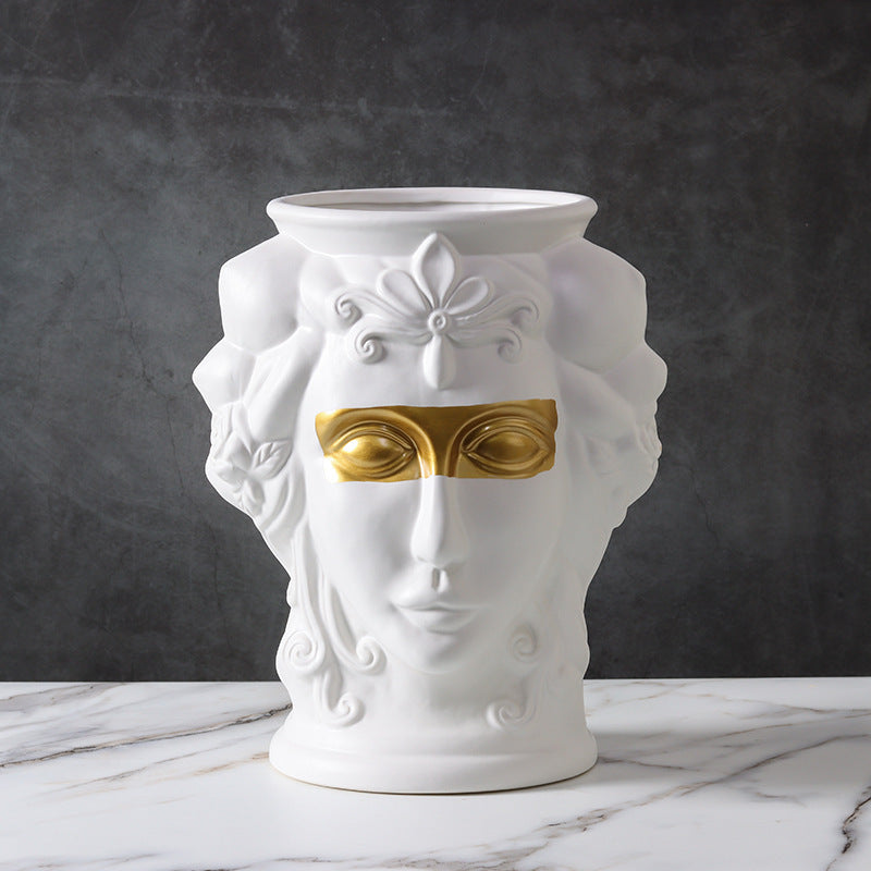 Human Face, Head Shape, Ceramic Vase, Handicraft Ornaments