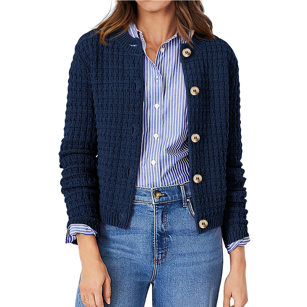 Women's Solid Color Commute Knitted Cardigan Casual Sweater Coat