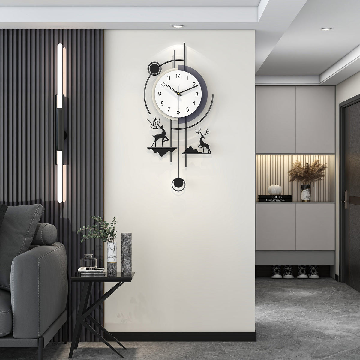 Modern Abstract Wall Clock Metal Decorative Pendulum Home Decor Design