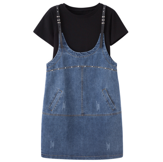 Chic Plus Size Denim Dress Set for Spring/Summer