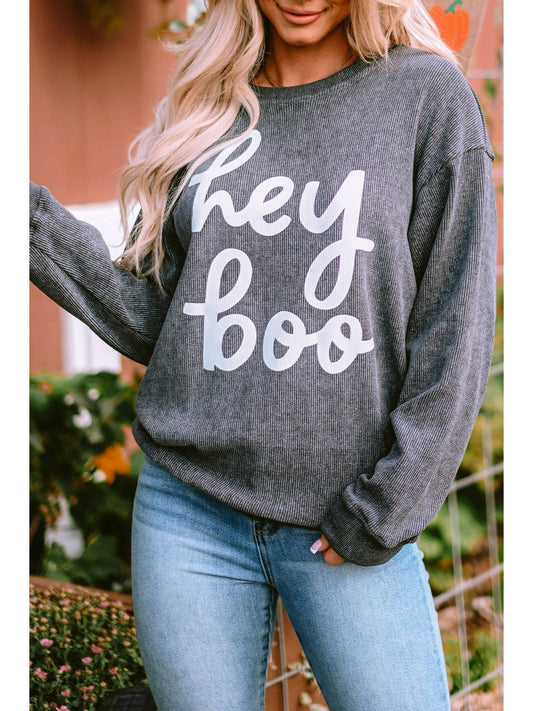 Round Neck Dropped Shoulder Letter Graphic Sweatshirt