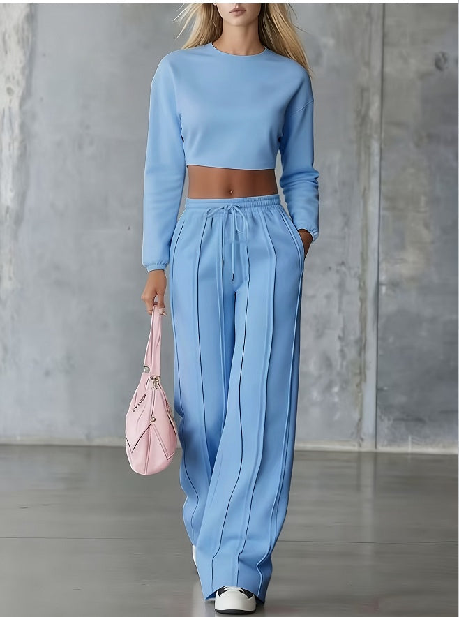 New 2026 Model With Exposed Waist Short Long Sleeved Set