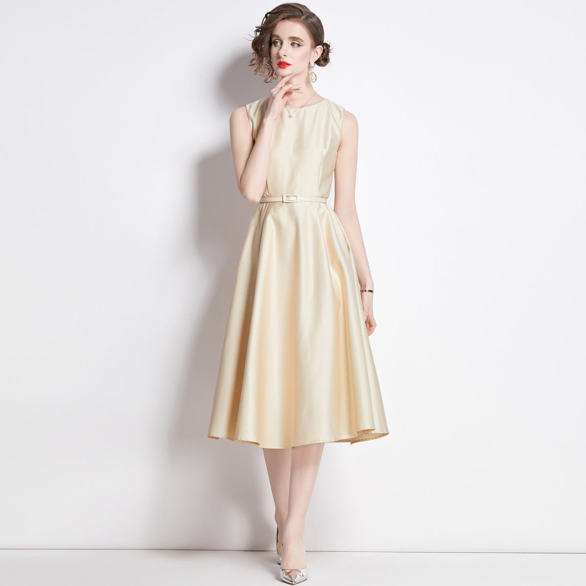 A- Line Glossy Dress Summer Women